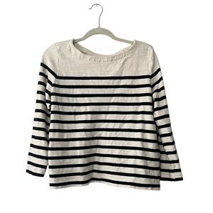 LOFT Black and White Striped Long Sleeve Tee